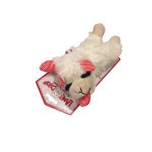 Lamb Chop Holiday Plush Squeak 7" Dog Toy Peppermint Striped Ears & Front Paws